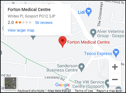 Mapa of location of Forton Medical Centre